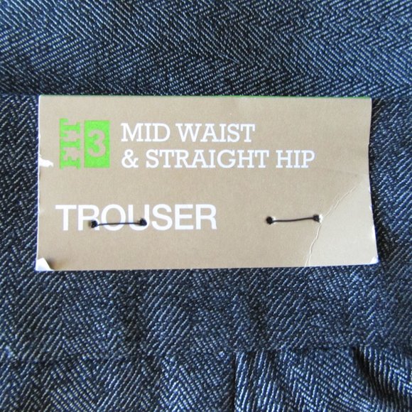 NWT MOSSIMO Stretch Herringbone Trouser Gray Mid Waist Straight Hip Pants 12 - Picture 9 of 16